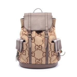 Gucci Backpack Jumbo GG Beige Brown Canvas Leather